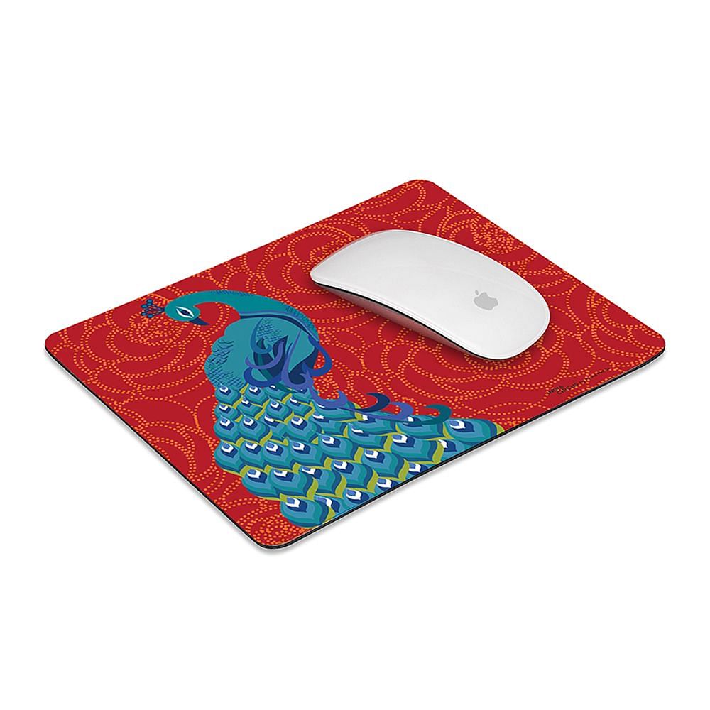 Floral Peacock Dance Mouse Pad