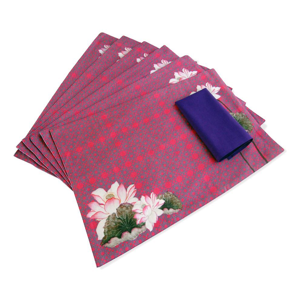Lotus Love Table Mat and Napkin(Set of 6)