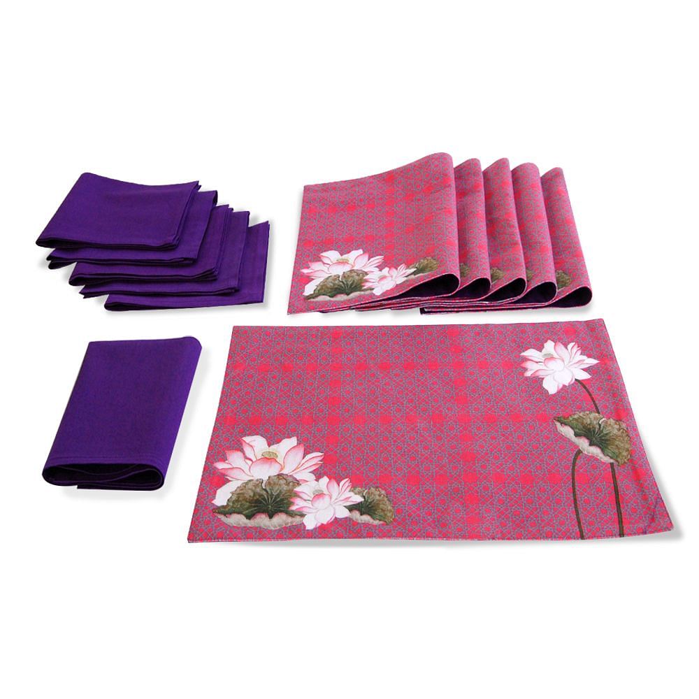 Lotus Love Table Mat and Napkin(Set of 6)