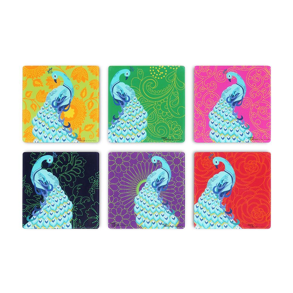 Peacock Dance Coasters - (Set of 6)