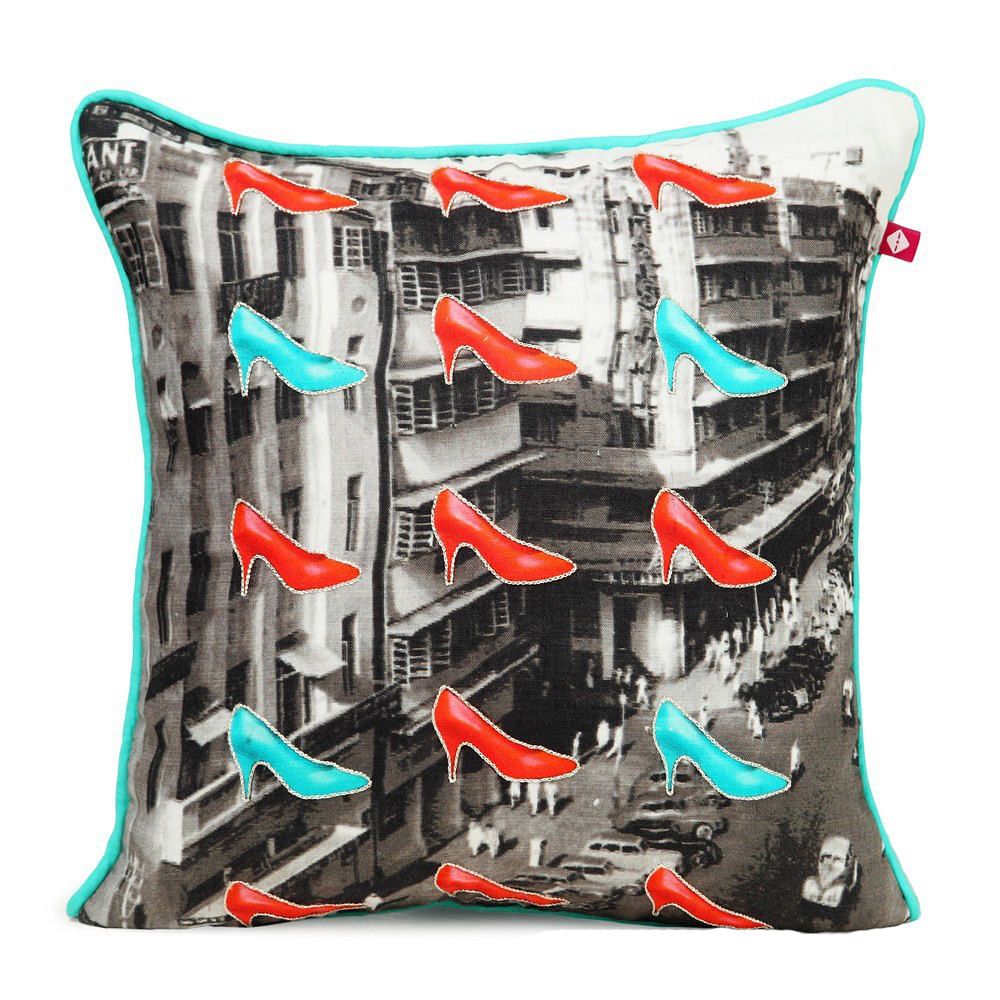 Stilettos Linen with poplin Back Cushion Cover