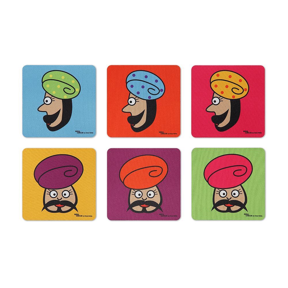 Turban Man Rubber Coasters(Set of 6)