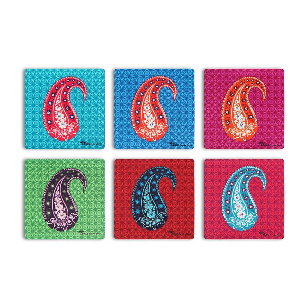 Paisely Rubber Coasters - (Set of 6)