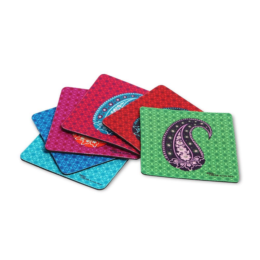 Paisely Rubber Coasters - (Set of 6)