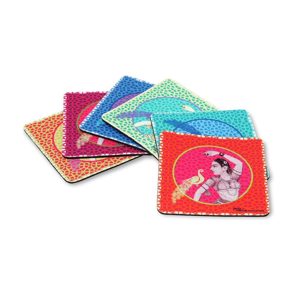 Peacock Love Rubber Coasters(Set of 6)