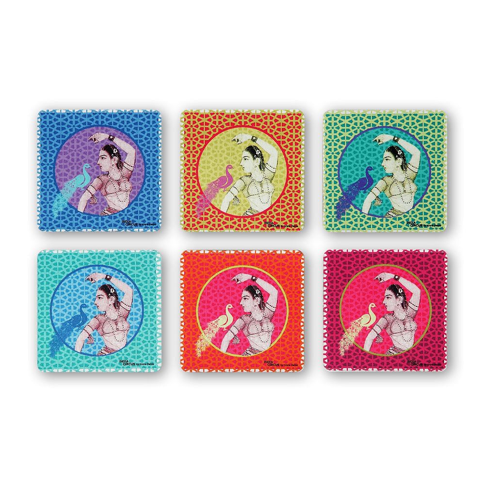 Peacock Love Rubber Coasters(Set of 6)
