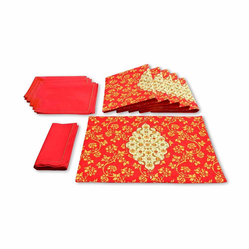 Buti Rage Quilted  Table Mat and Napkin(Set of 6)