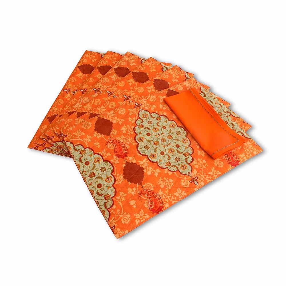 Buti Rage Quilted  Table Mat and Napkin(Set of 6)