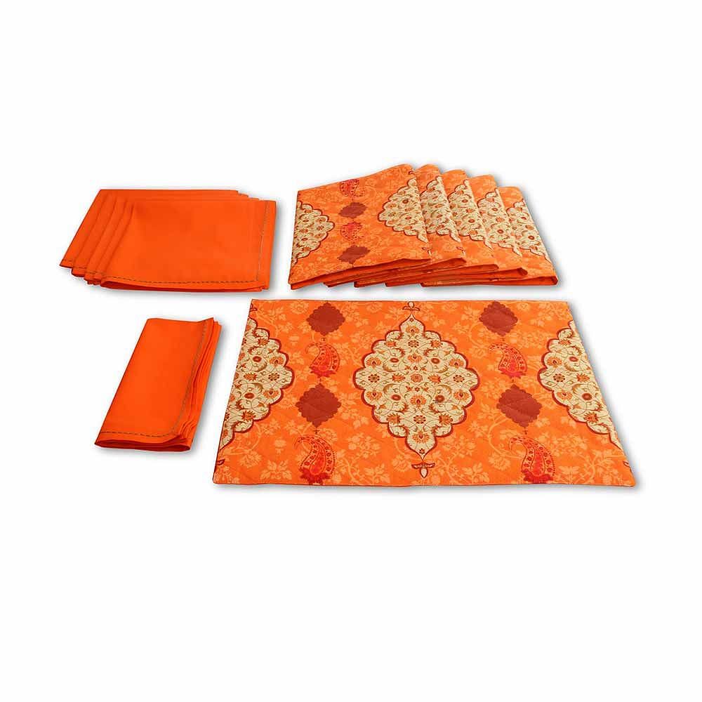 Buti Rage Quilted  Table Mat and Napkin(Set of 6)