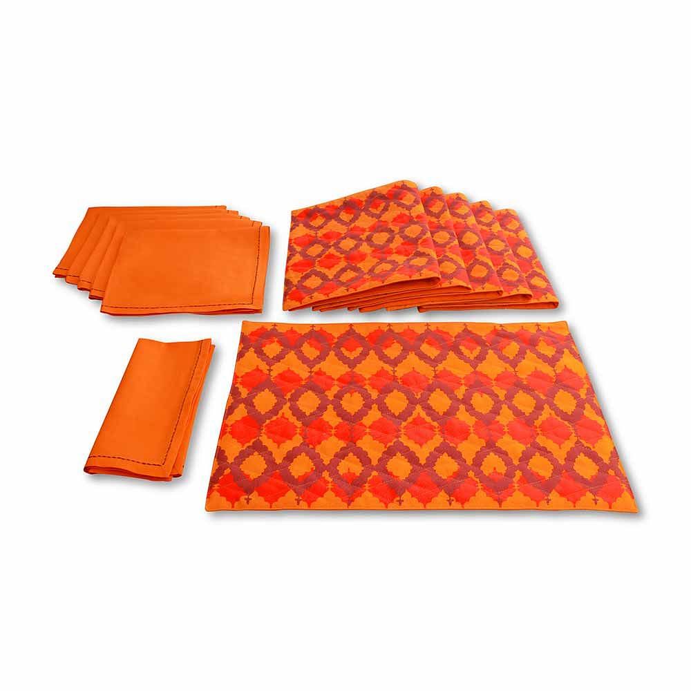 Jali Magic Quilted  Table Mat and Napkin(Set of 6)
