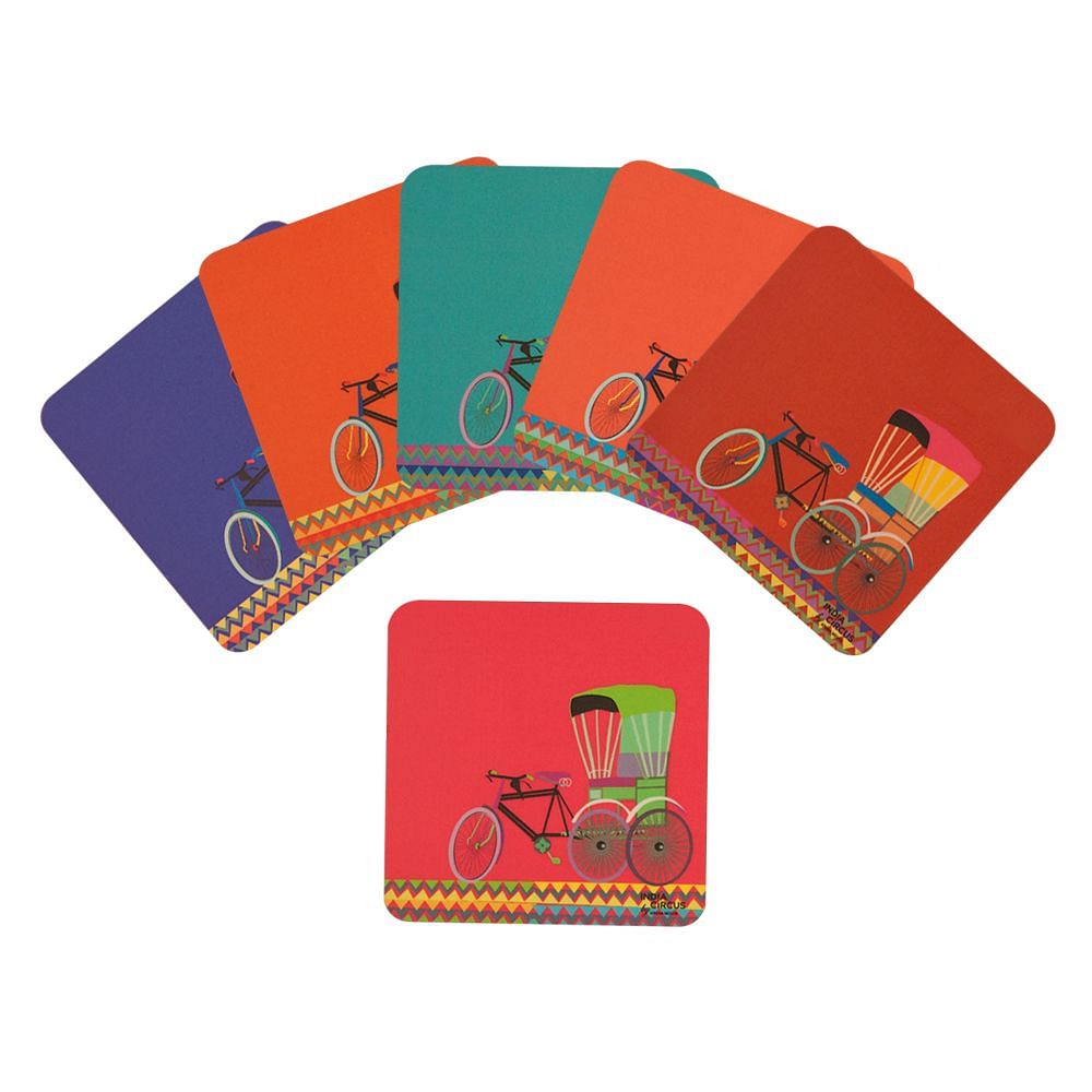 Cycle Ride Rubber Coasters - (Set of 6)