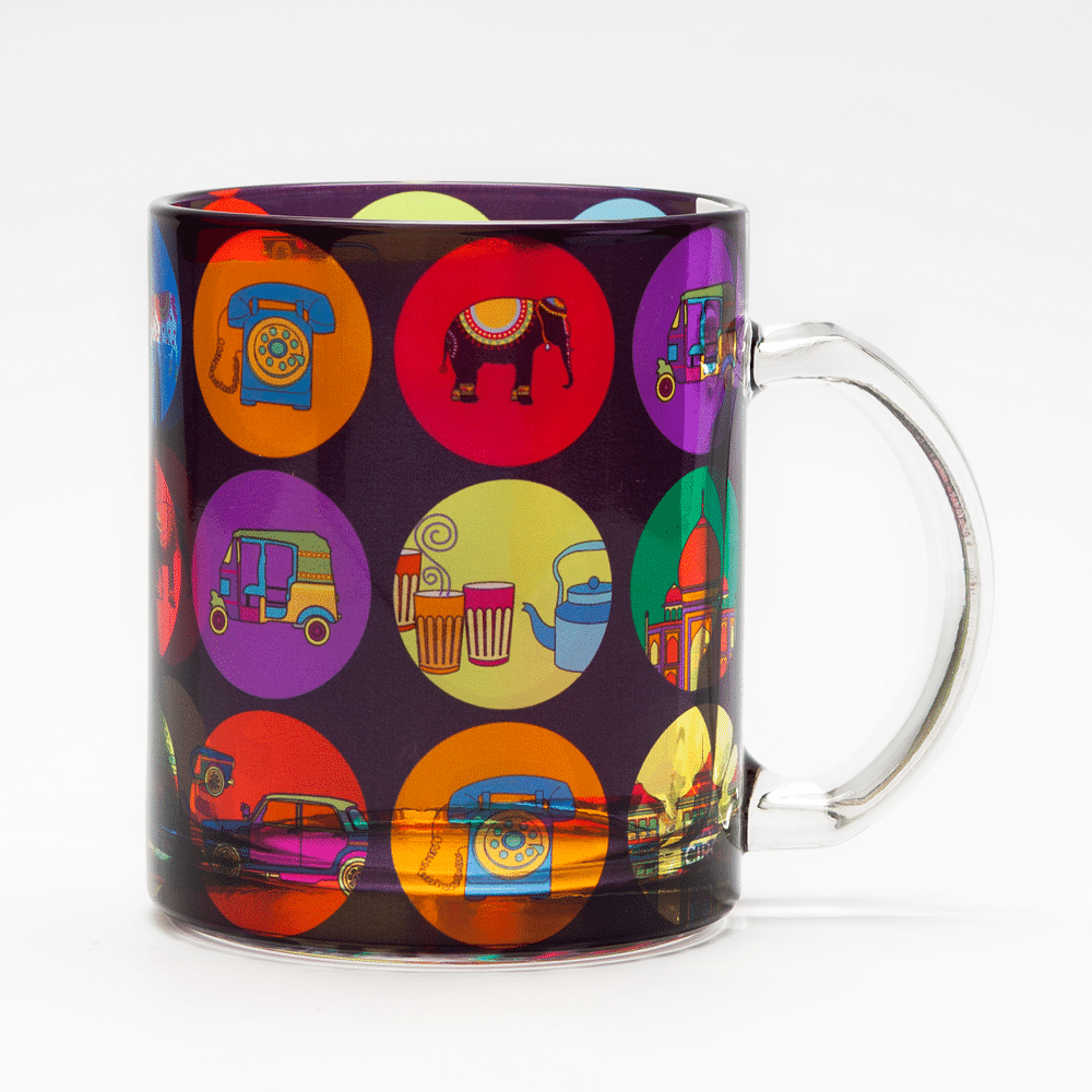 India Vibrant Glass Mug