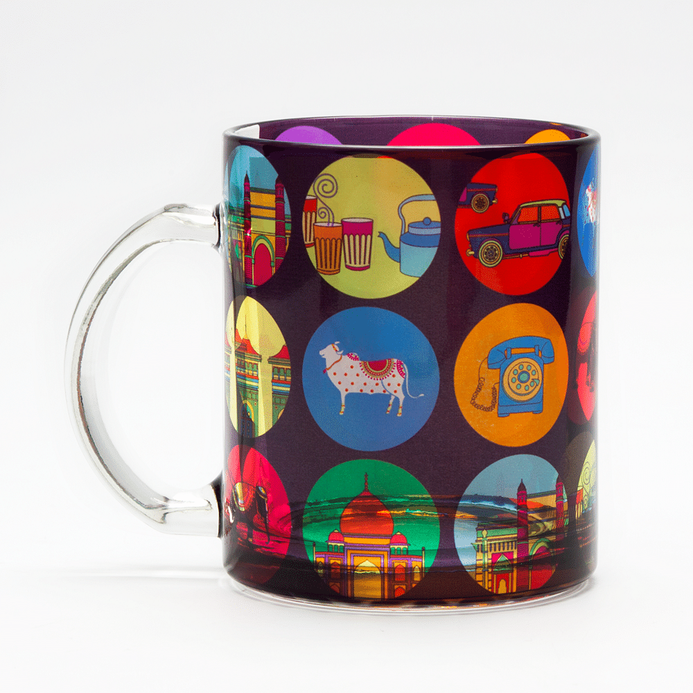 India Vibrant Glass Mug