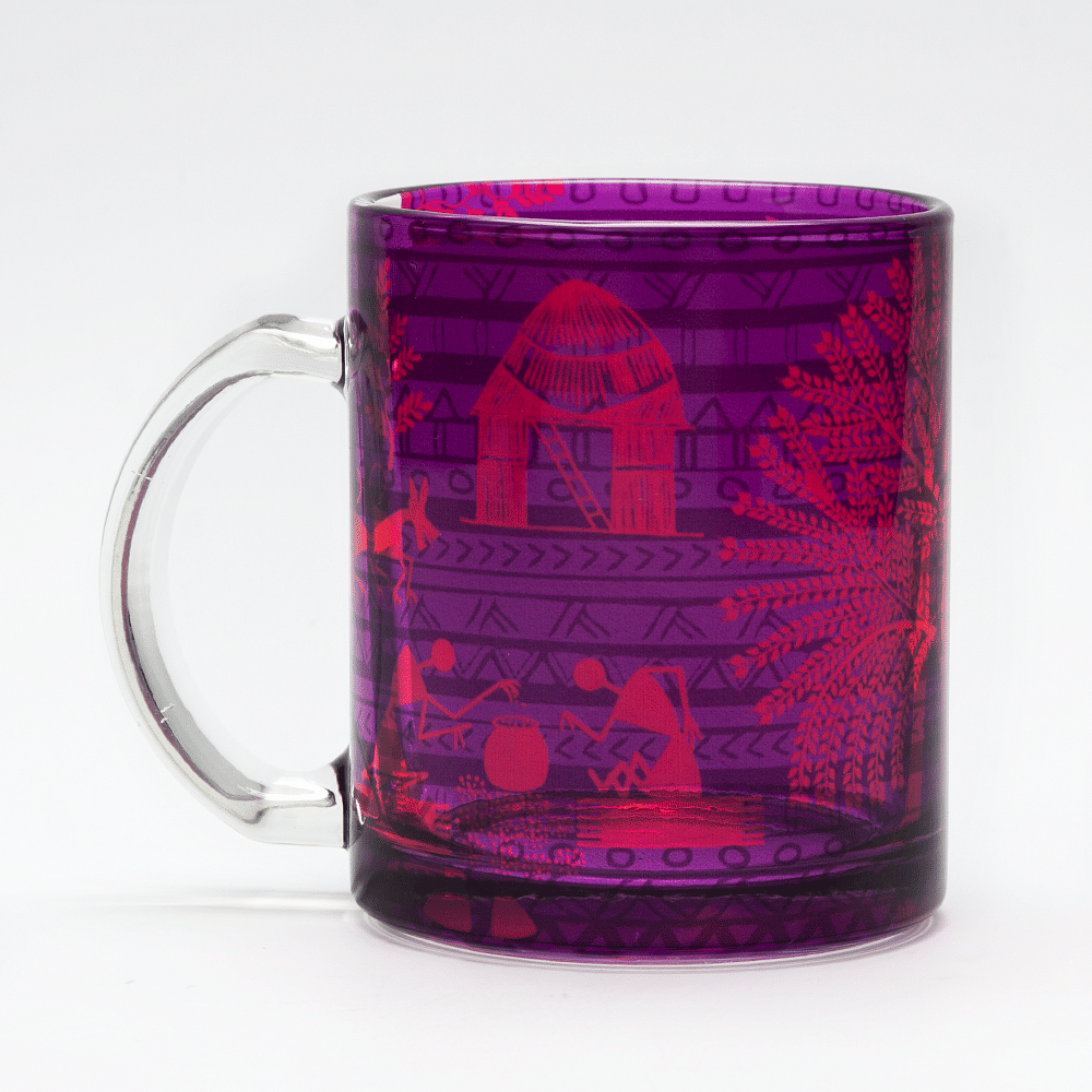 Warli Village Glass Mug