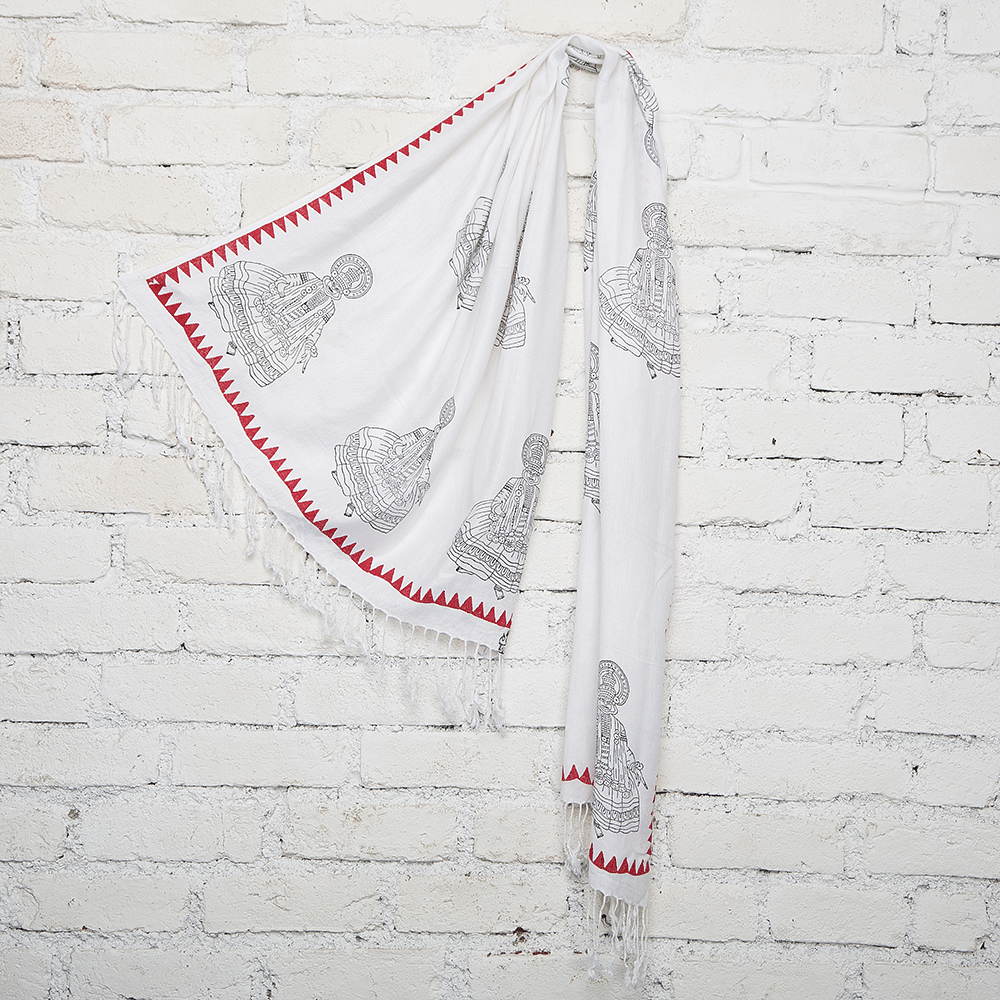Kathakali Dancer Blockprinted Cotton Stole