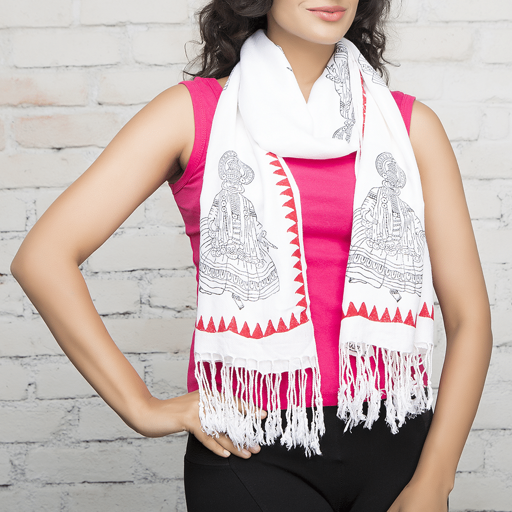 Kathakali Dancer Blockprinted Cotton Stole