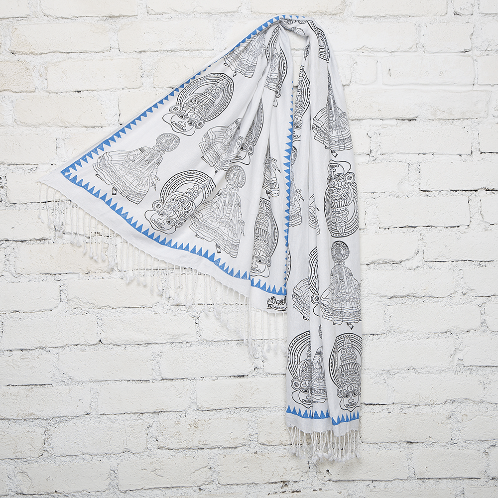 Kathakali Dance Blockprinted Cotton Stole