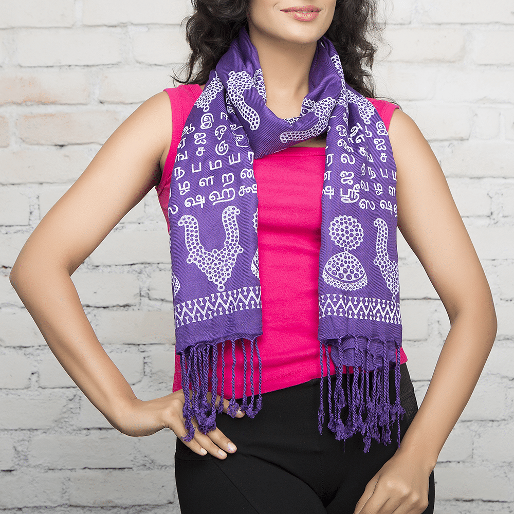 Purple Temple Jewelry Blockprinted Cotton Stole