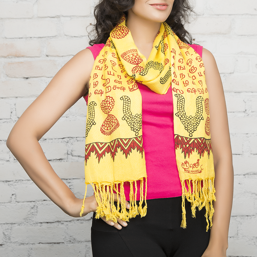 Yellow Temple Jewelry Blockprinted Cotton Stole