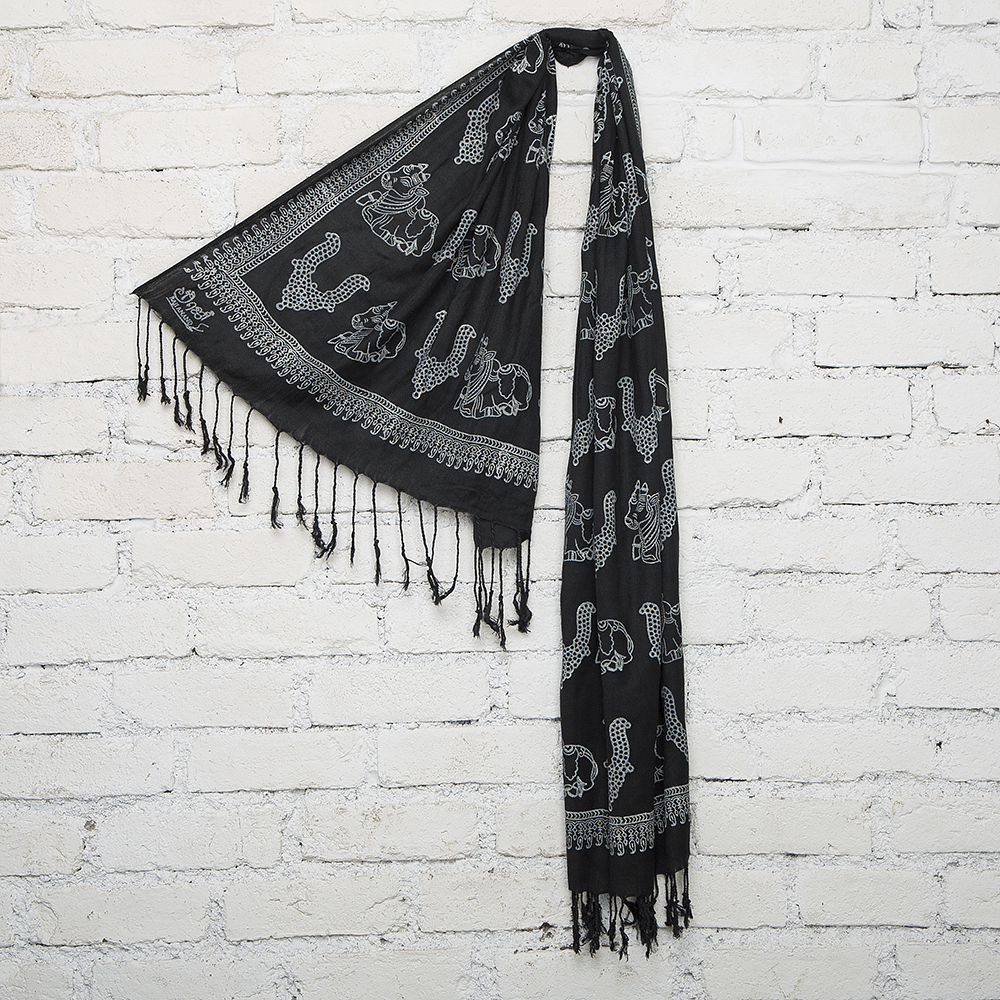 Cow & Temple Jewelry Blockprinted Cotton Stole