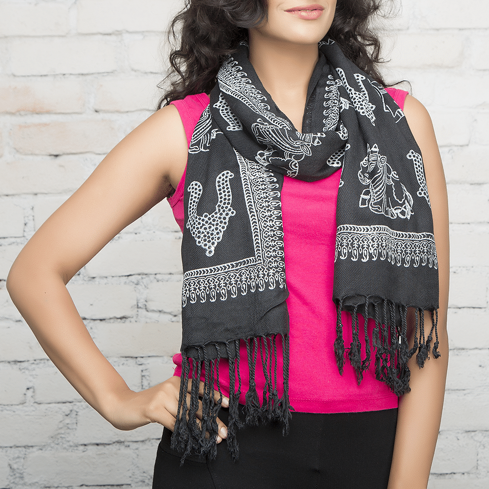 Cow & Temple Jewelry Blockprinted Cotton Stole