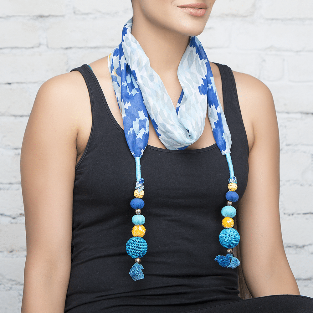 Blue & Grey Jeweled Stole