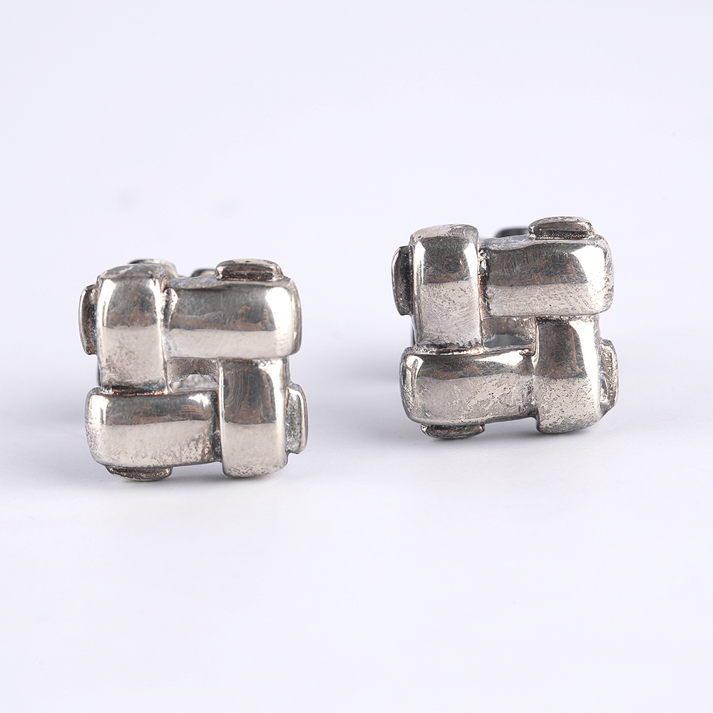 Criss Cross Silver Cufflinks