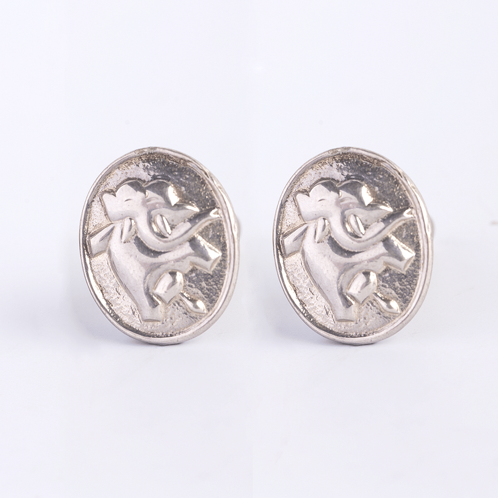 Elephant Emboss Silver Cufflinks