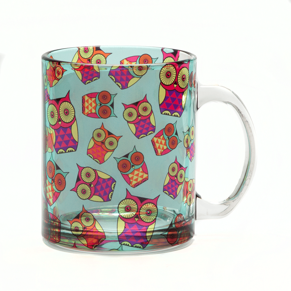 Peeking Owls Glass Mug