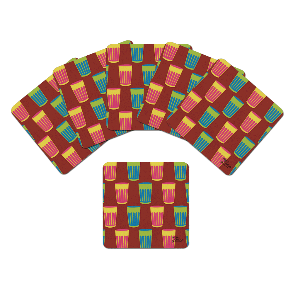 Cutting Chai Rubber Coasters - (Set of 6)