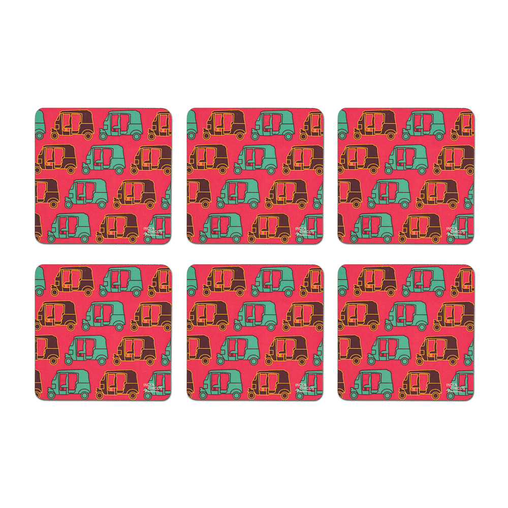 Auto Pop Rubber Coasters - (Set of 6)