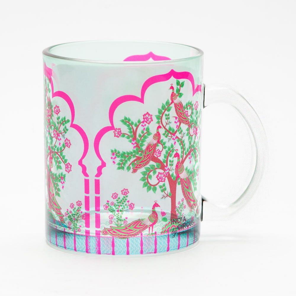 Peacock Tales Glass Mug