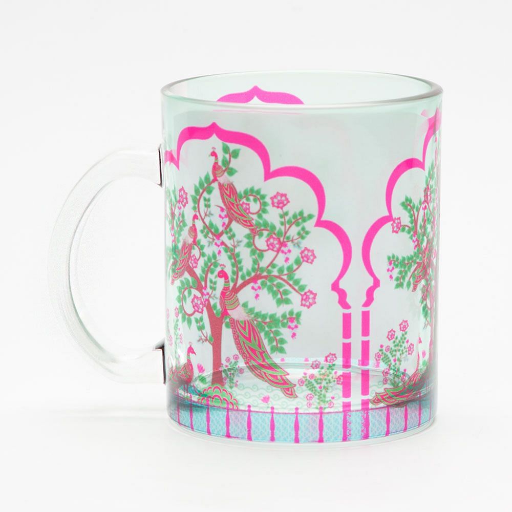 Peacock Tales Glass Mug