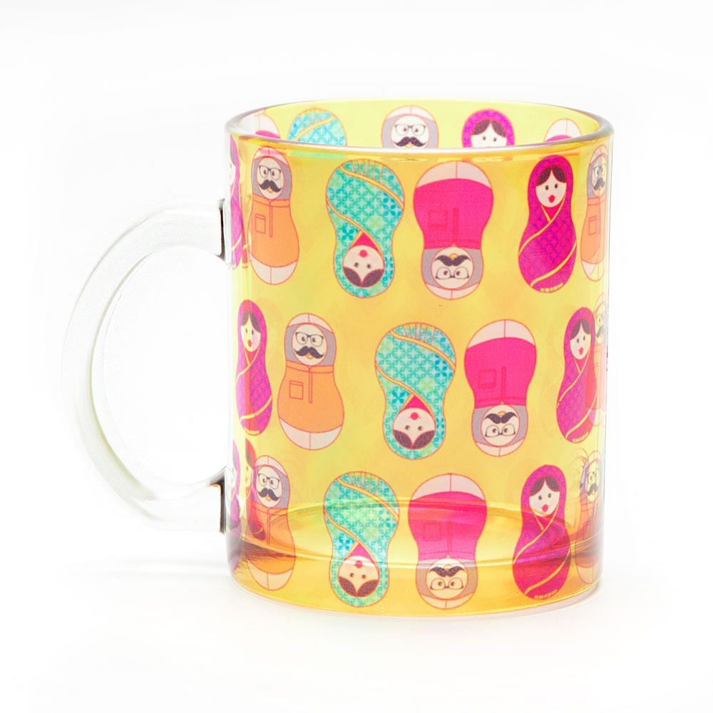 Desi Matryoshka Dolls Glass Mug