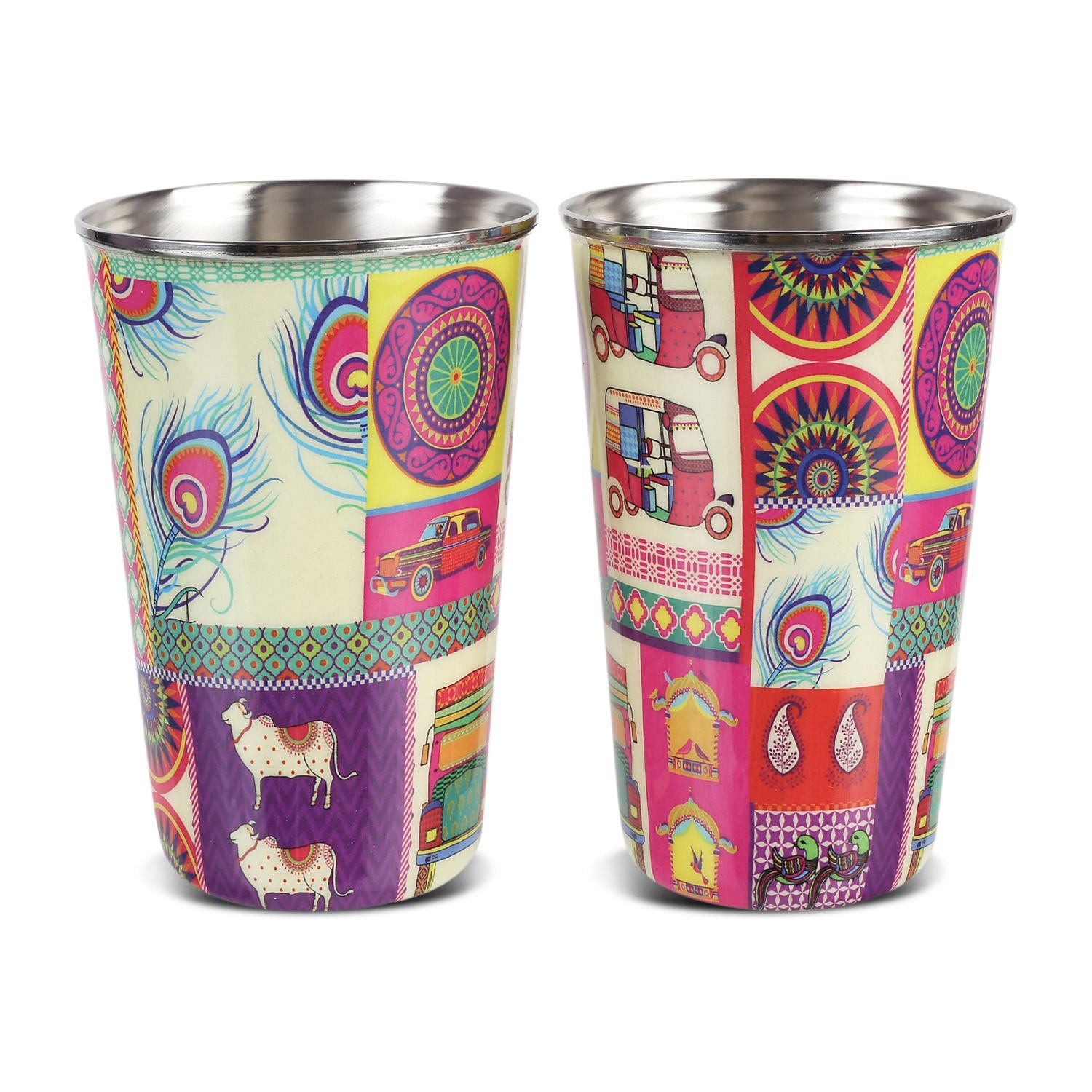 Pretty Potpourri Steel Tumbler (Set of 2)