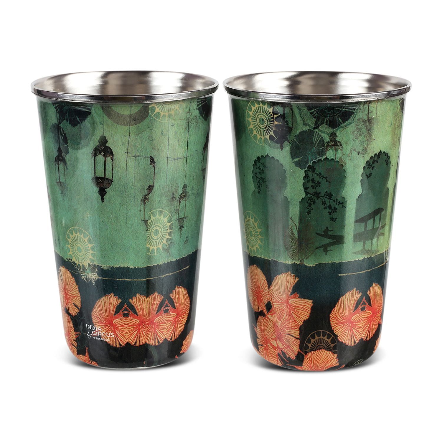 Leaves and Lanterns Steel Tumbler (Set of 2)