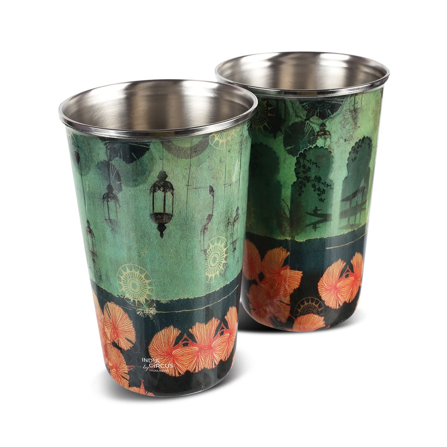 Leaves and Lanterns Steel Tumbler (Set of 2)