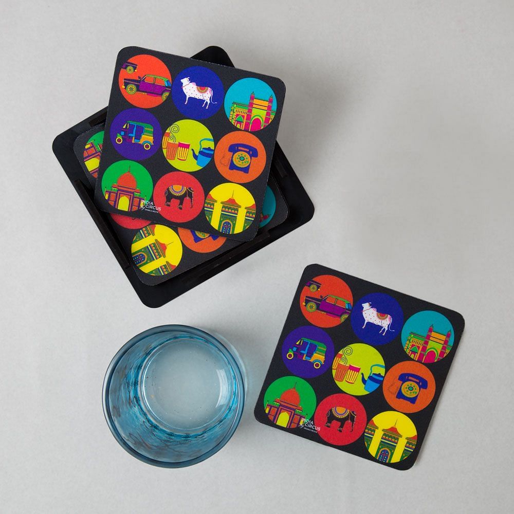 India Vibrant PVC Coaster - (Set of 6)
