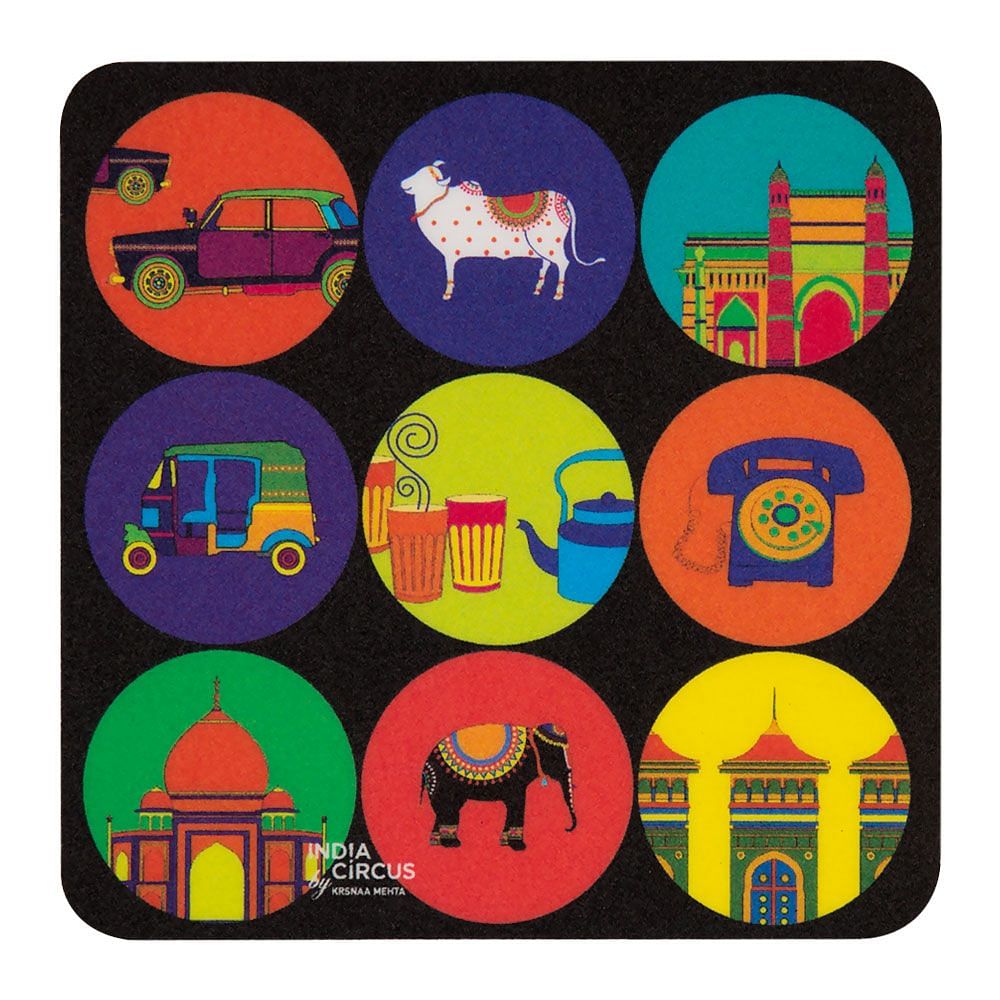 India Vibrant PVC Coaster - (Set of 6)