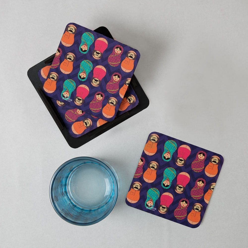 Desi Matryoshka Dolls PVC Coaster - (Set of 6)
