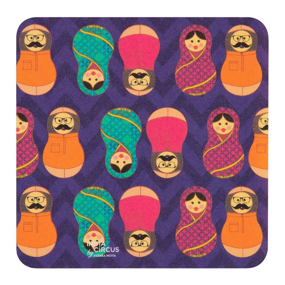 Desi Matryoshka Dolls PVC Coaster - (Set of 6)