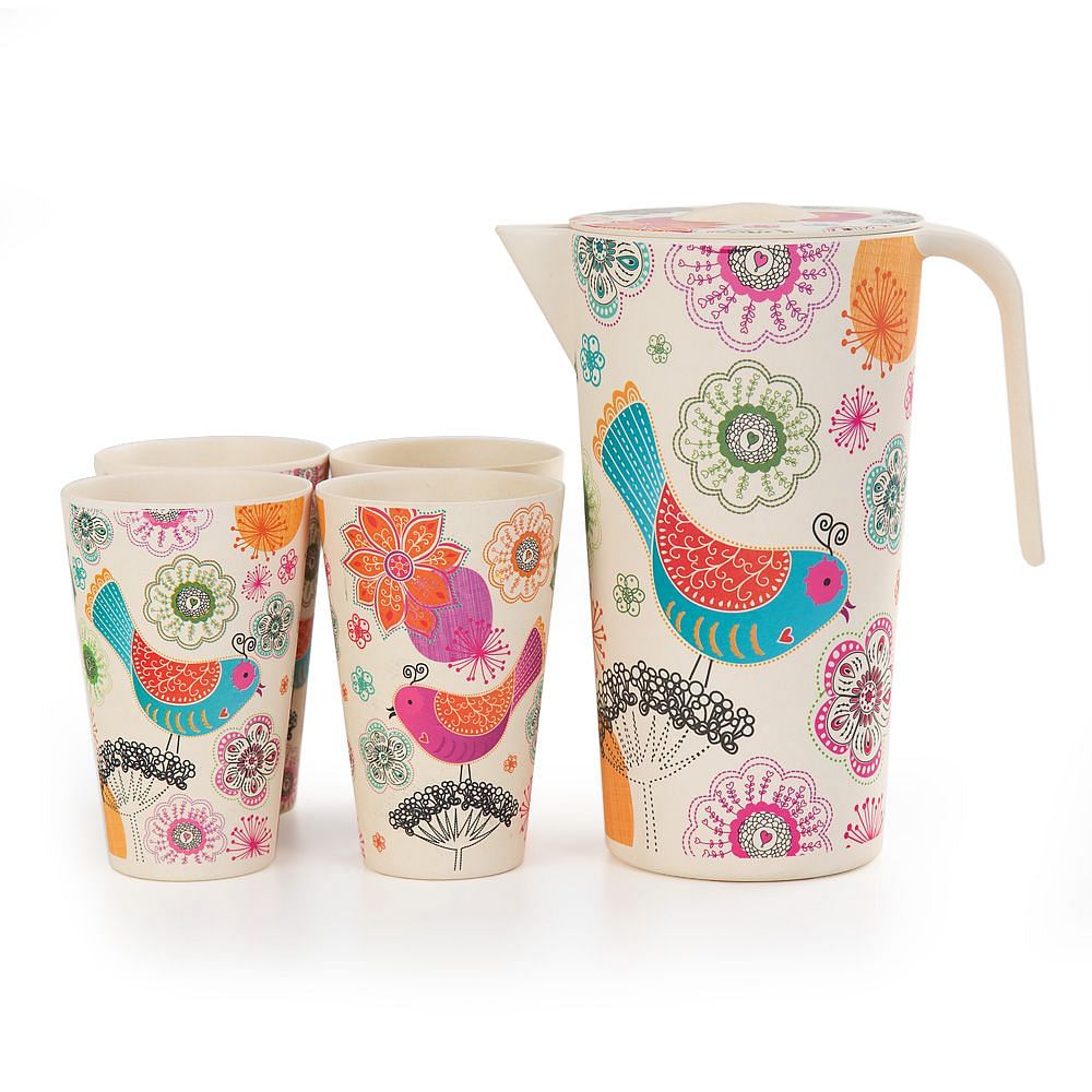 Garden of Eden Round Bamboo Jug set