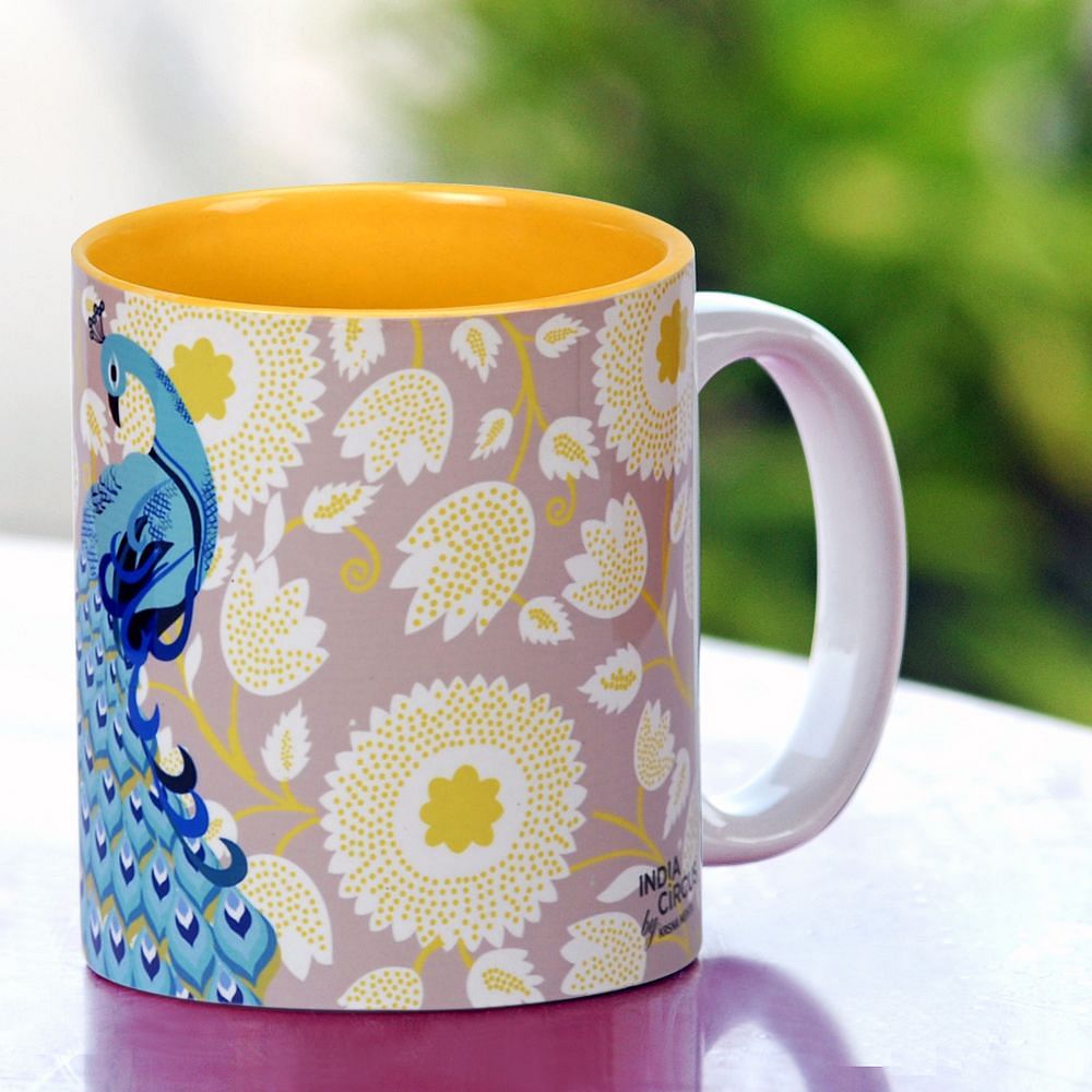 Floral Peacock Dance Mug