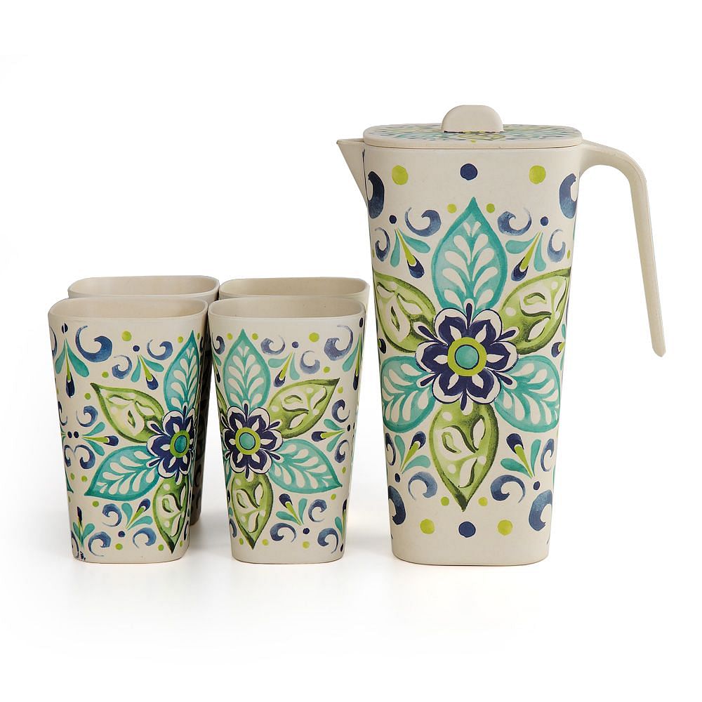 Mediterranean Square Bamboo Jug set