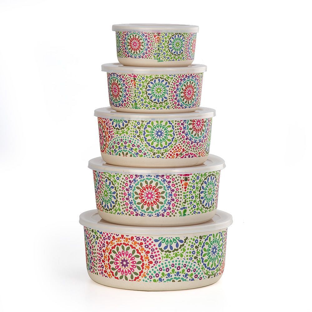 Modern Mandala Bamboo Container Set