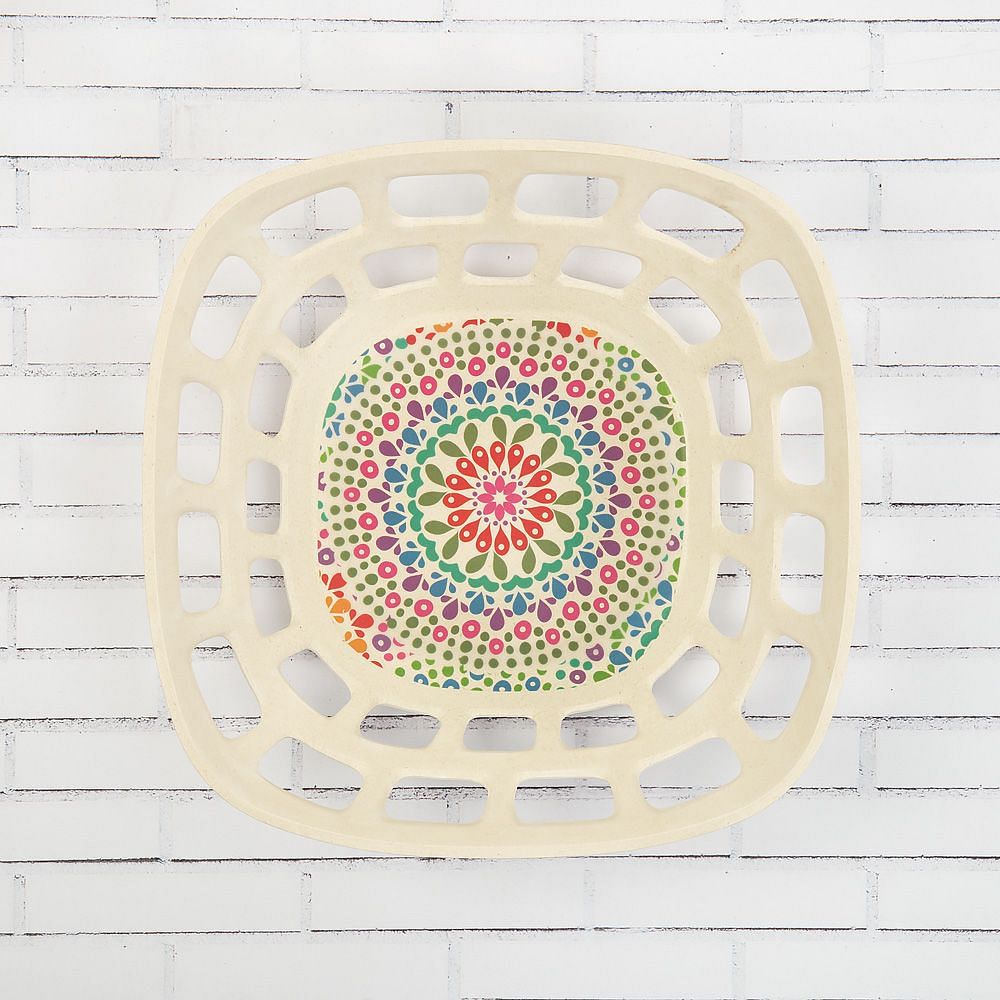 Modern Mandala Small Bamboo Fruit Bowl