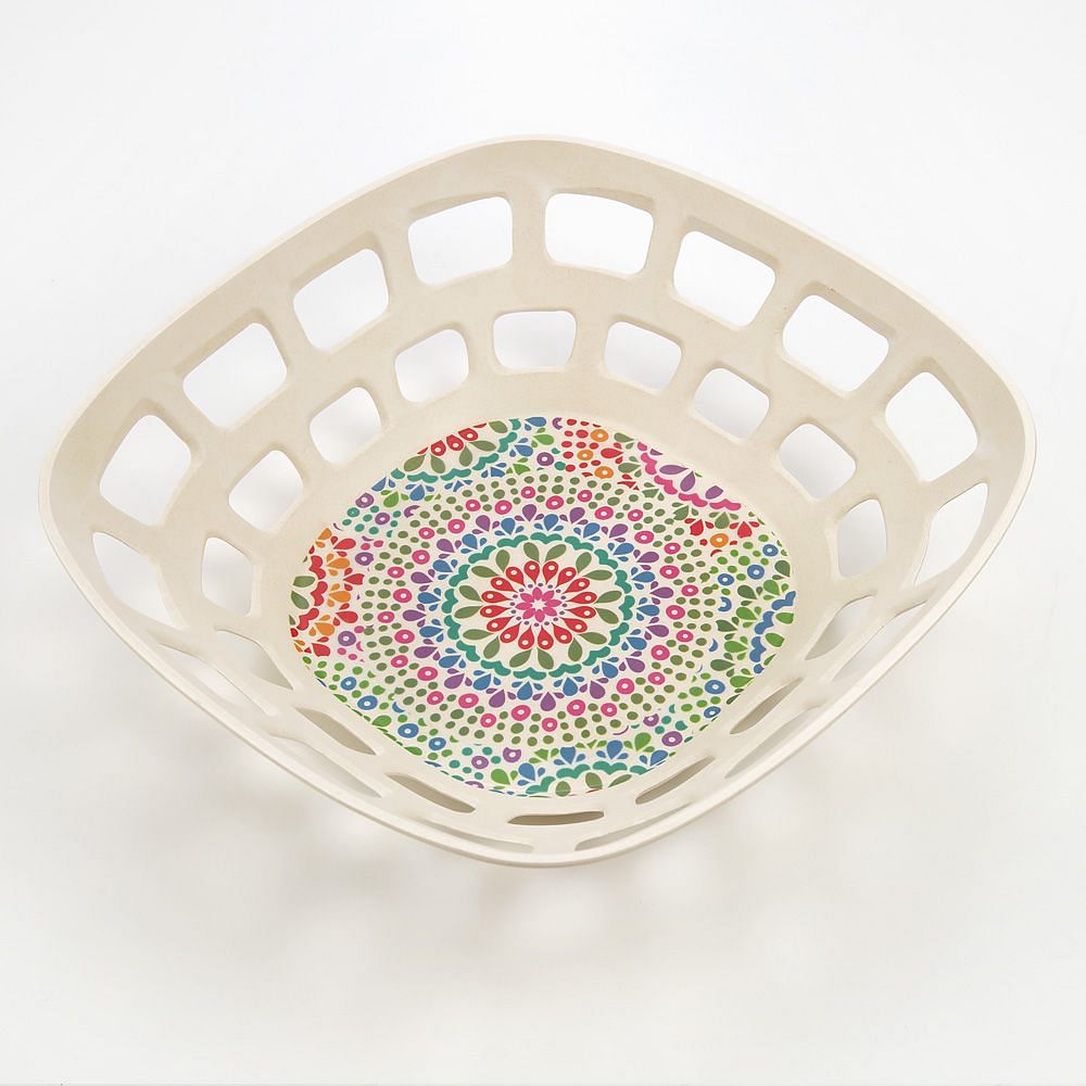 Modern Mandala Bamboo Fruit Bowl