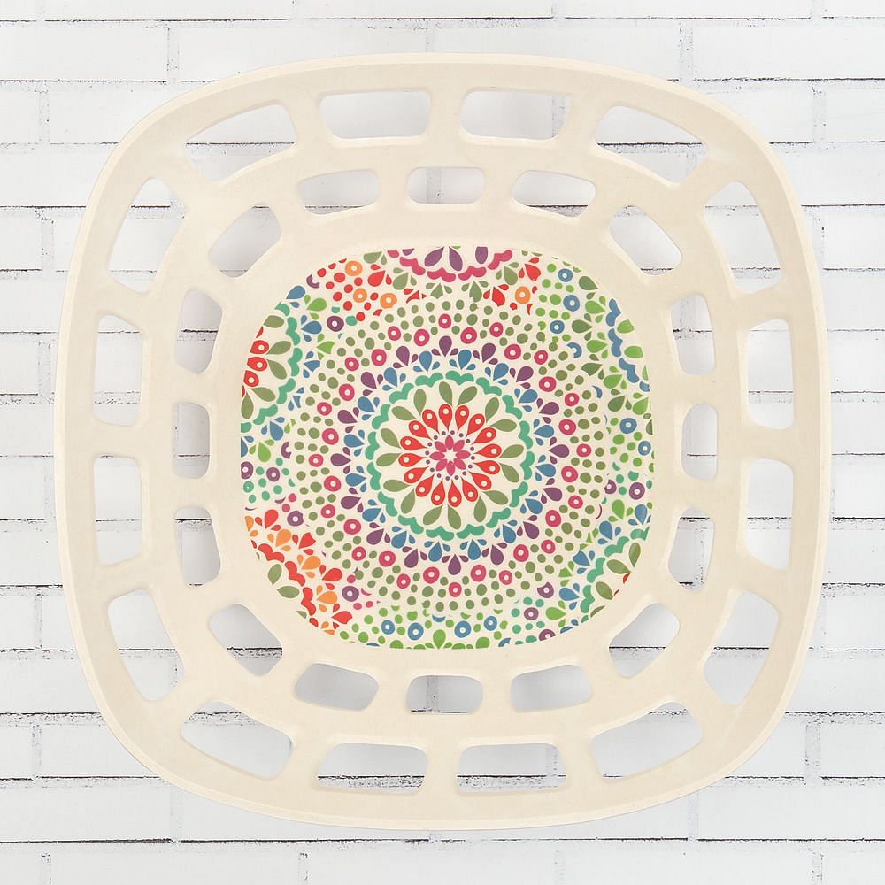 Modern Mandala Large Bamboo Fruit Bowl