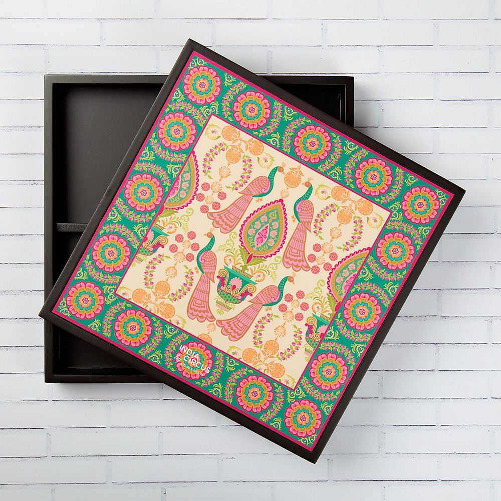 Twin Indian Peafowl Large Storage Box