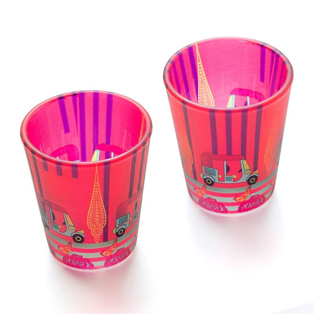 Three Wheeled Coupe Frosted Shot Glasses (Set of 2)